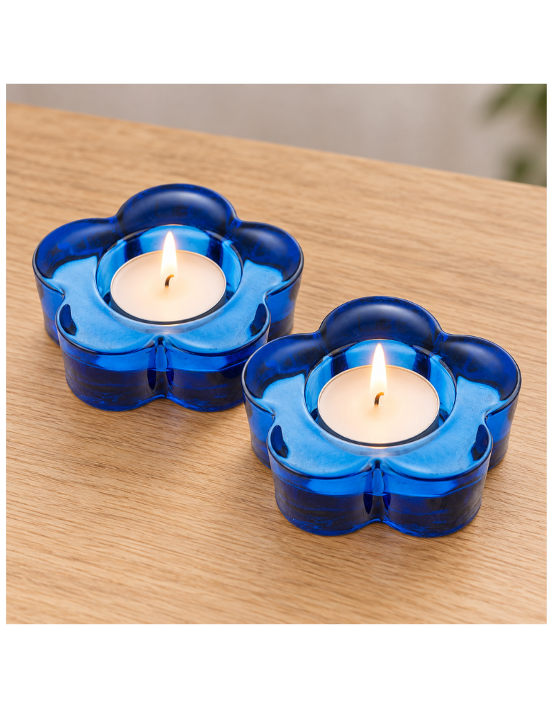 Glass Flower Tealight Holders