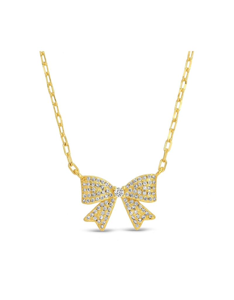 Dainty Bow & Sparkle Necklace