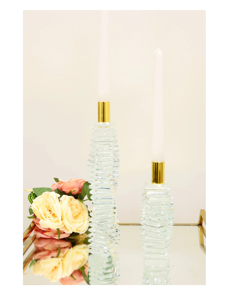 Crystal Candlestick with Linear Design