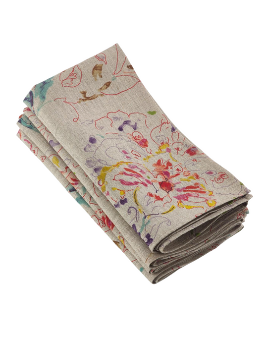 Printed Floral Design Napkins - Set of 4 (options)