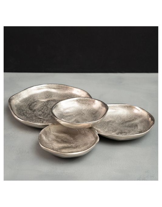 Silver Textured 4-Plate Cluster Dish