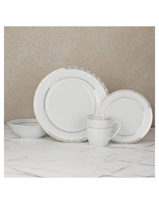 Gold Serif 32pc Porcelain Dinnerware Set