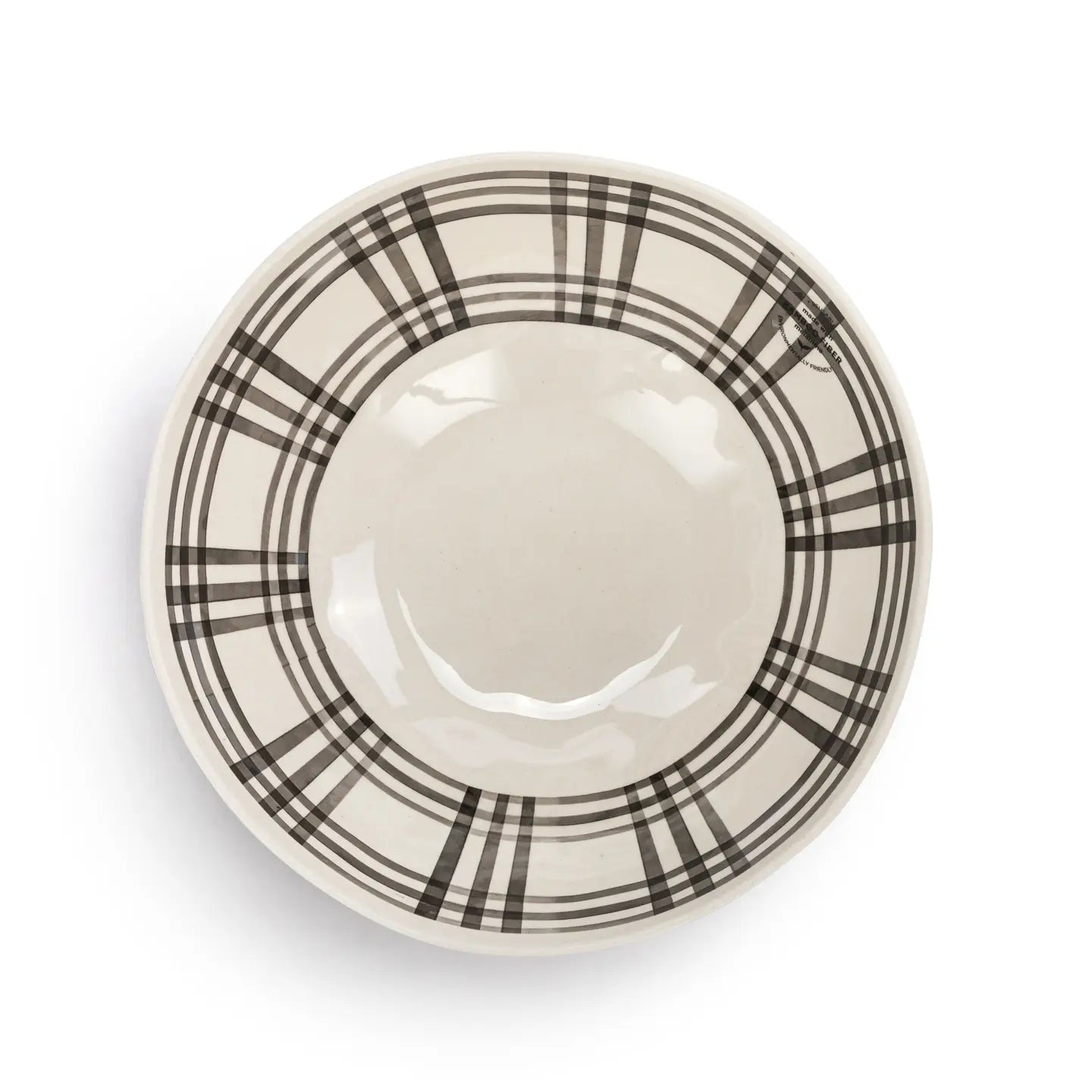 Black Plaid Large Melamine Serving Bowl