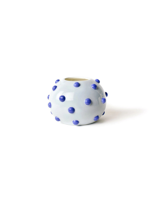 Iris Blue Large Round Vase with Decorative Knobs