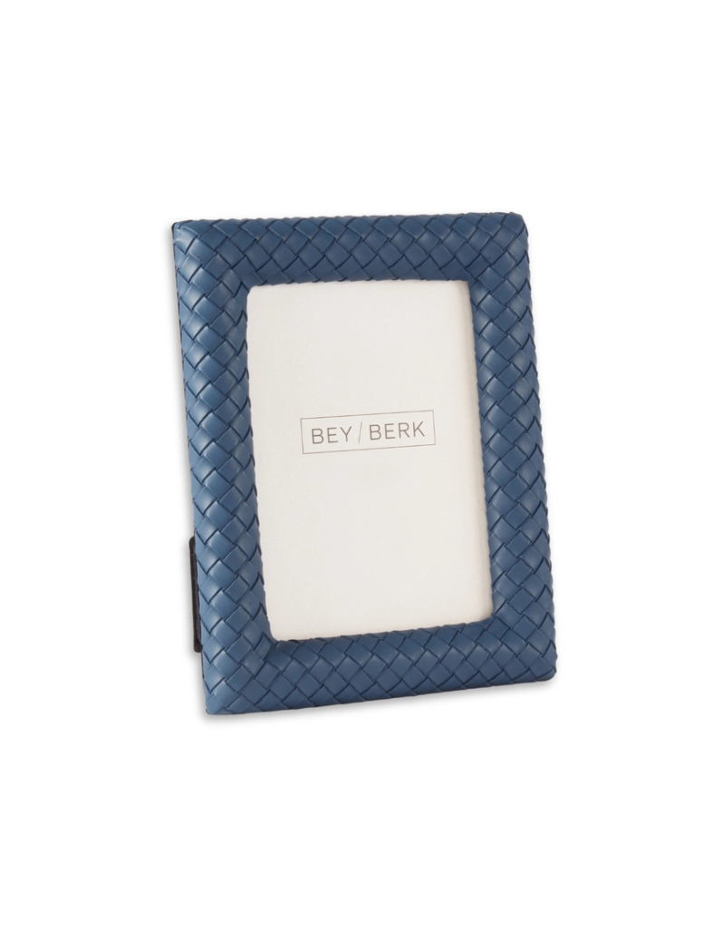 Navy Woven Leather Frame