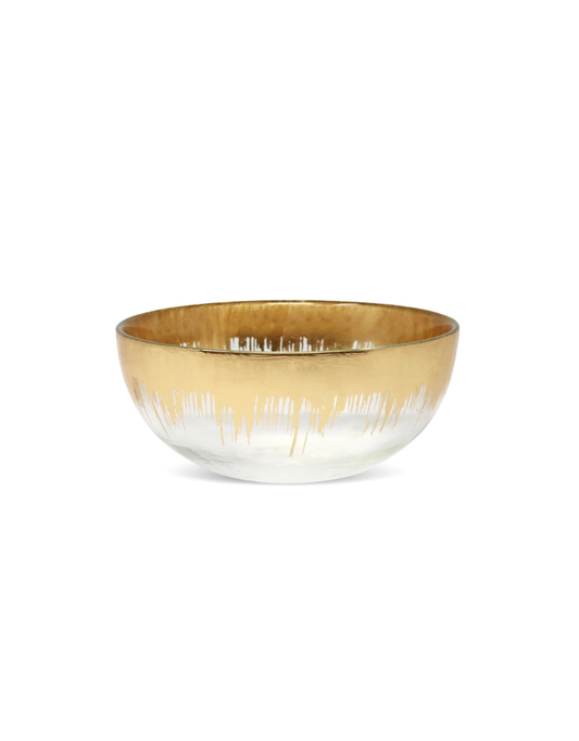 Glass Dessert Bowl with Gold Brushed Rim