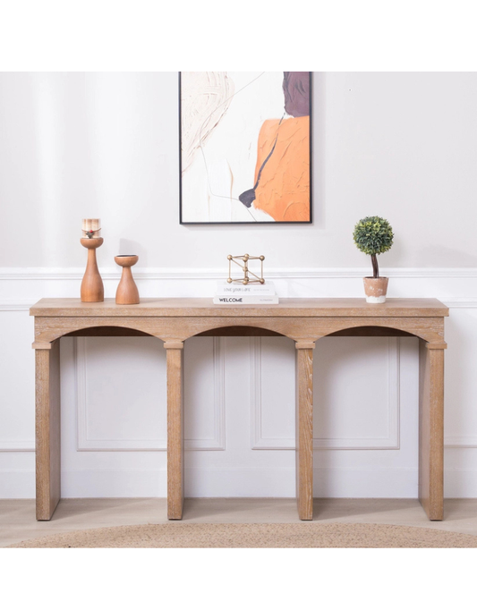 Natural Wood Rustic Archway Console Table