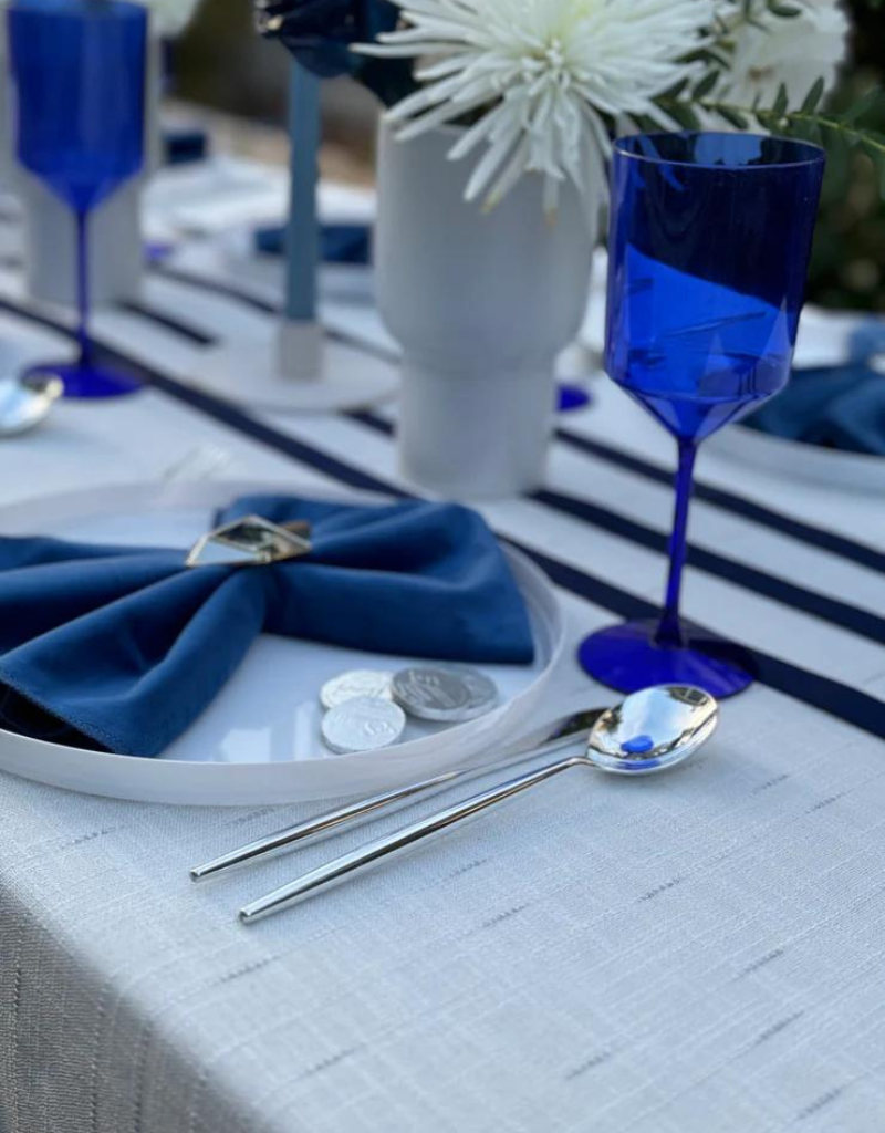 Silver Pindrop Spill Proof Tablecloth
