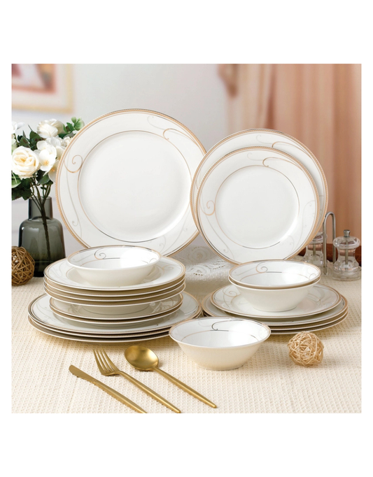 Golden Swirl 20pc Bone China Dinnerware Set