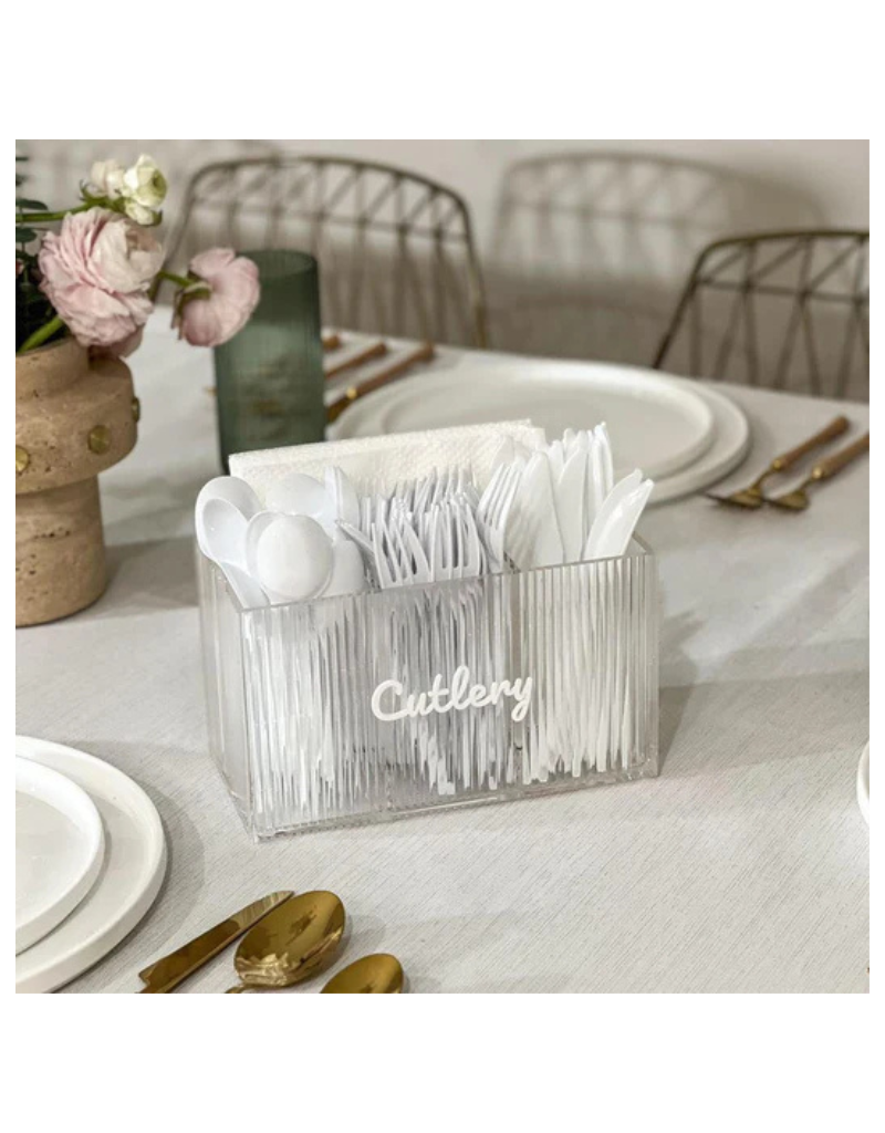 Clear Corrugated Wave Cutlery Tray