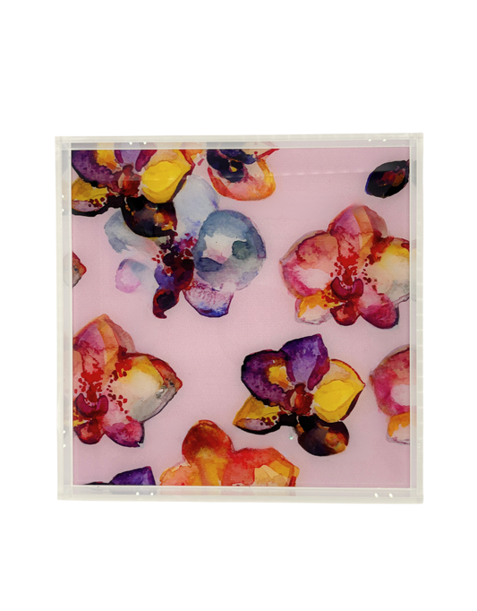 12x12 Acrylic Tray - Blushing Pansies