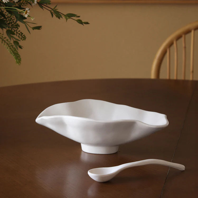 VIDA Nube Small Oval Bowl & Spoon - White