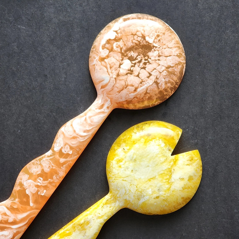 Two Color Hand Poured Resin Salad Servers