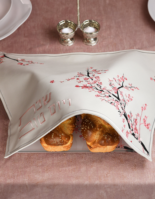 Cherry Blossom Leather Challah Cover