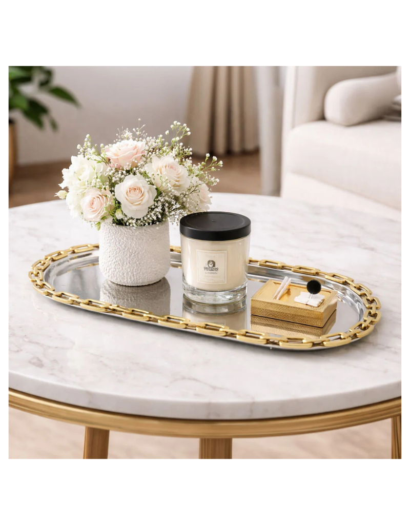 Luxe Linked Stainless Steel Oval Serving Platter