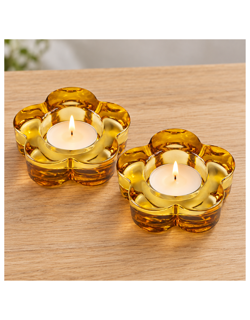 Glass Flower Tealight Holders