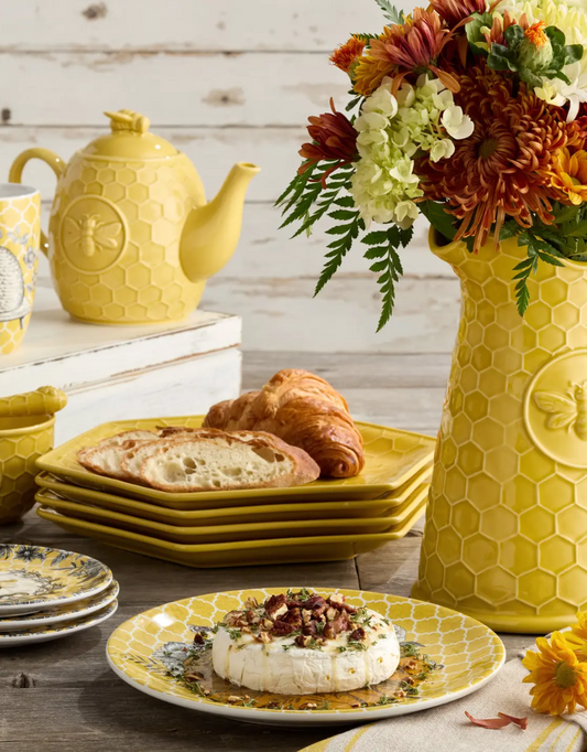 French Bees Embossed Honeycomb Pitcher