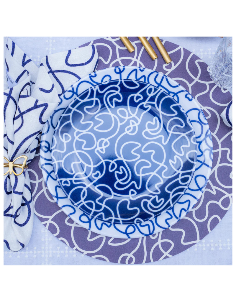 Elizabeth Sutton Collection:: Navy Squiggle 12pc Melamine Dinnerware Set