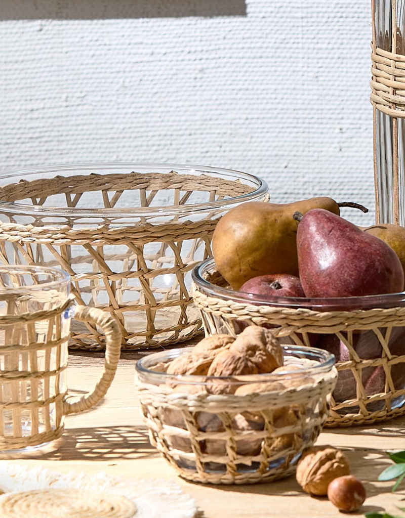 Set of 3 Bowls with Hand-Woven Lattice