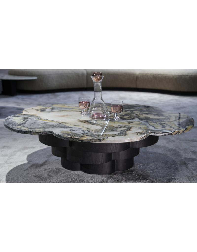 Van Gogh Marble Top Coffee Table with Black Oak Base