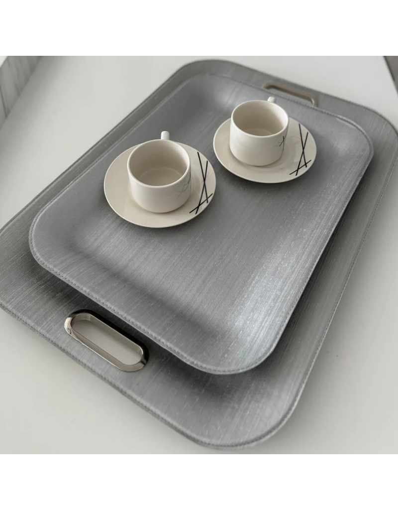 Large Serving Tray with Metal Handles