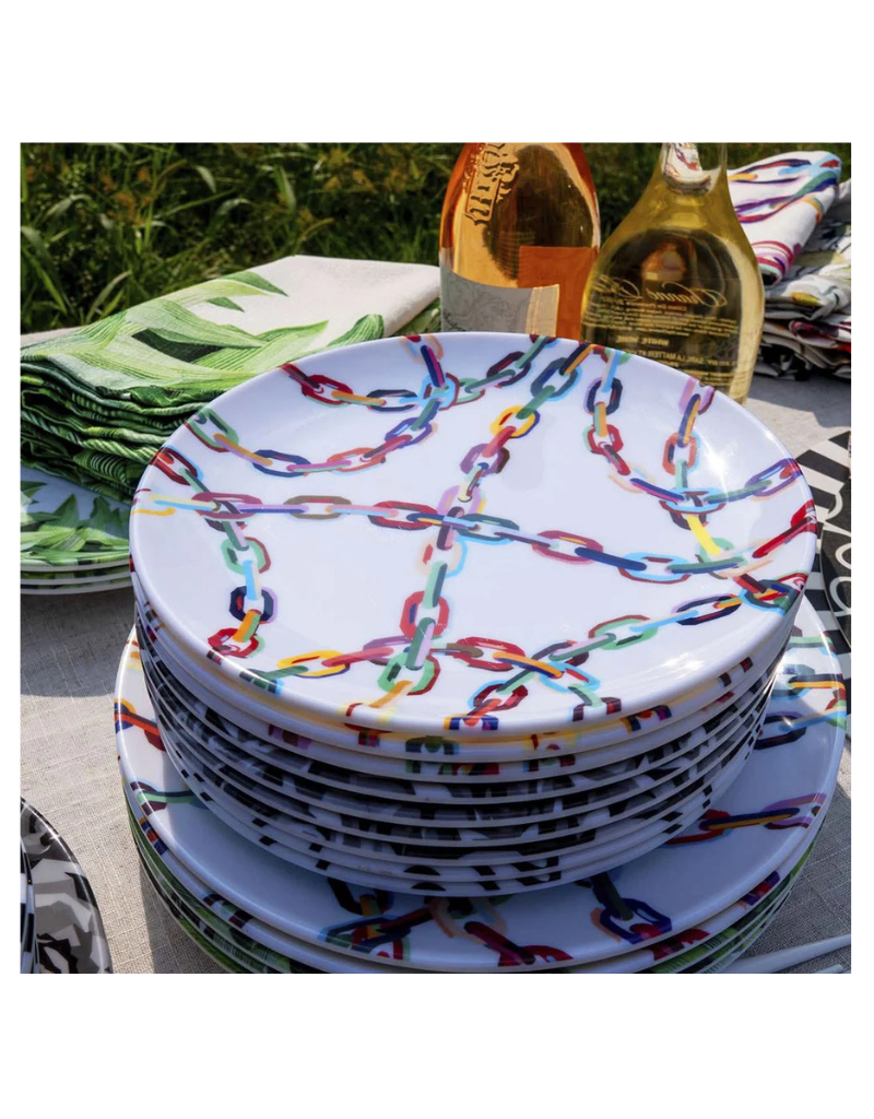 Elizabeth Sutton Collection: Large Chain Link 12pc Melamine Dinnerware Set