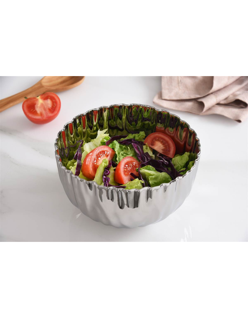 Pleated Medium Gold Porcelain Bowl
