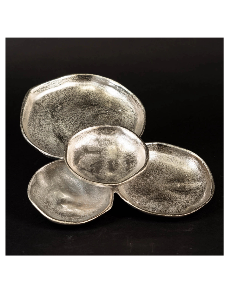 Silver Textured 4-Plate Cluster Dish