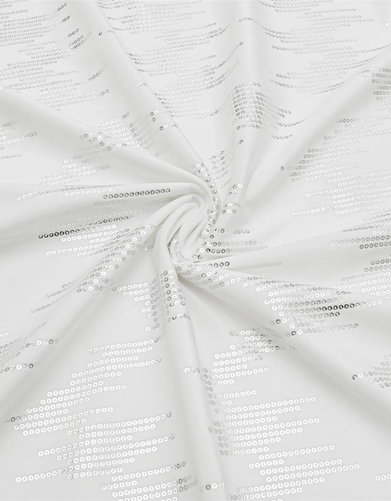 Velvet White Dotted & Silver Foil Print Tablecloth #1401