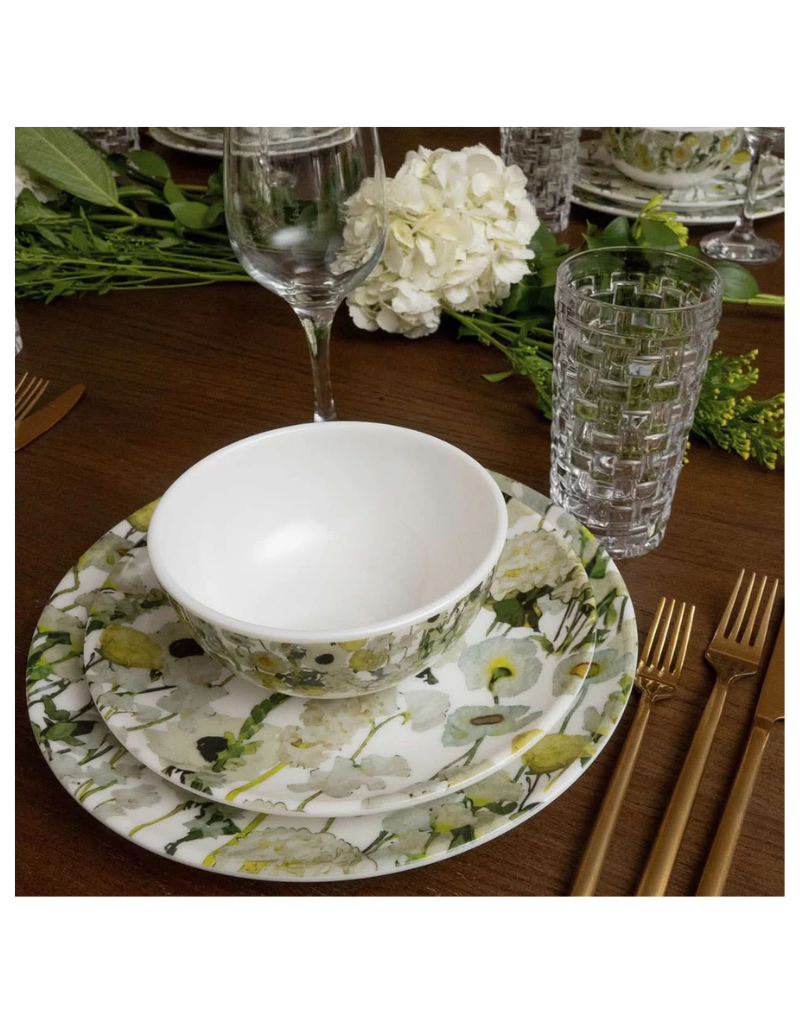 Elizabeth Sutton Collection: Cream Floral Garden 12pc Melamine Dinnerware Set