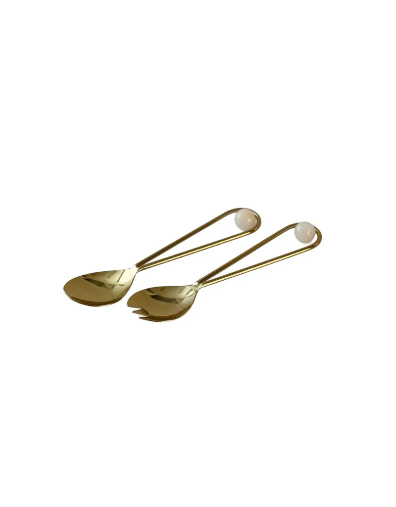 Gold Stainless Steel Salad Servers With Balls