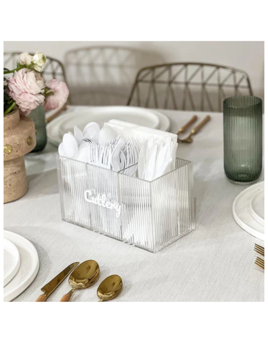 Clear Corrugated Wave Cutlery Tray