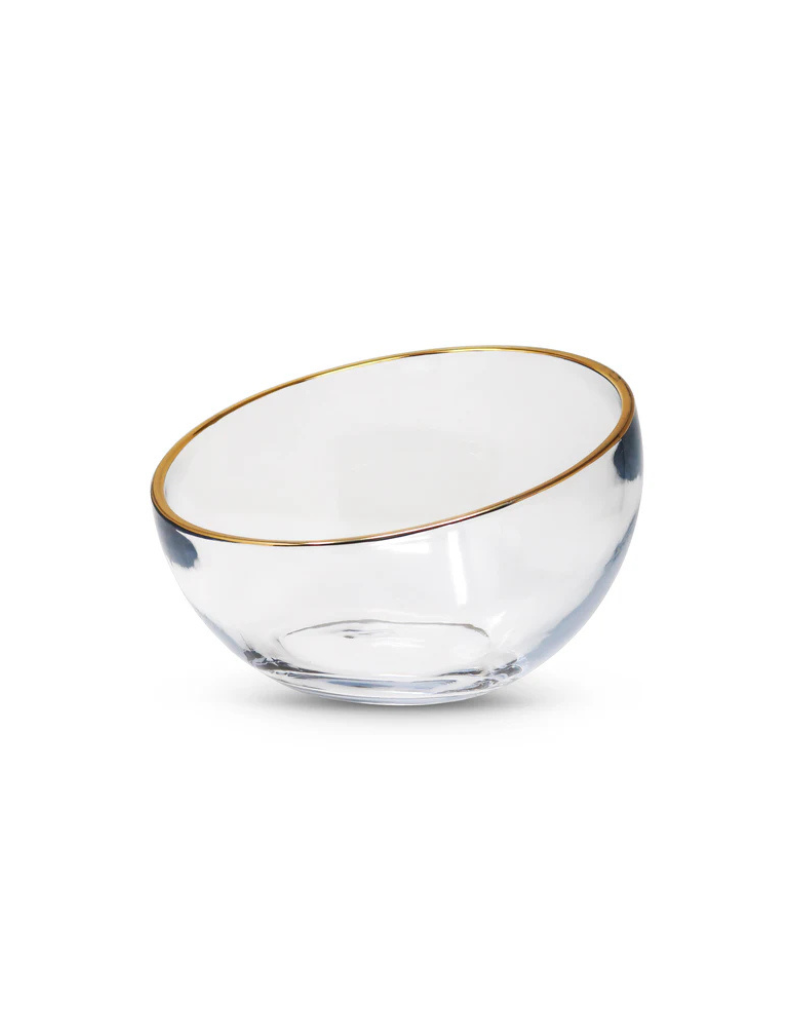 Glass Salad Bowl with Gold Rim