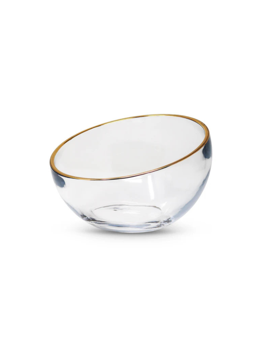 Glass Salad Bowl with Gold Rim