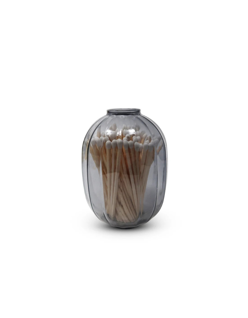 Smoked Bottle Match Holder with White Tip Matches
