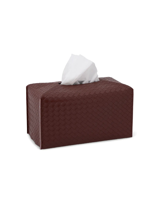 Smooth Chocolate Leatherette Tissue Holder