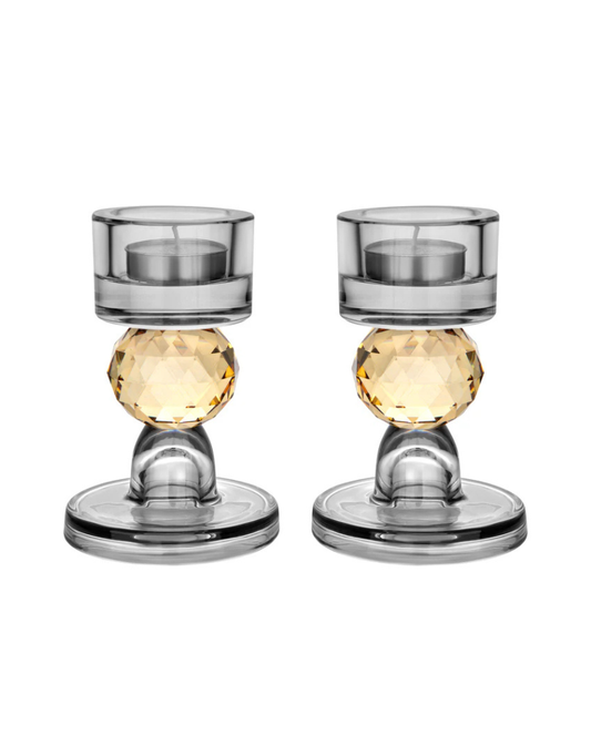 Set of 2 Candle Holders with Smoke Ball Detail