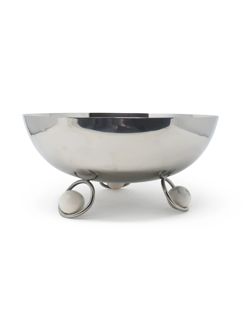 Large Salad Bowl with Marble Ball Legs