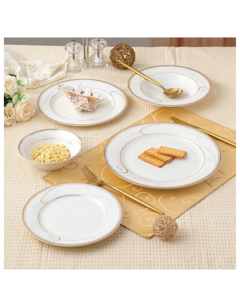 Golden Swirl 20pc Bone China Dinnerware Set