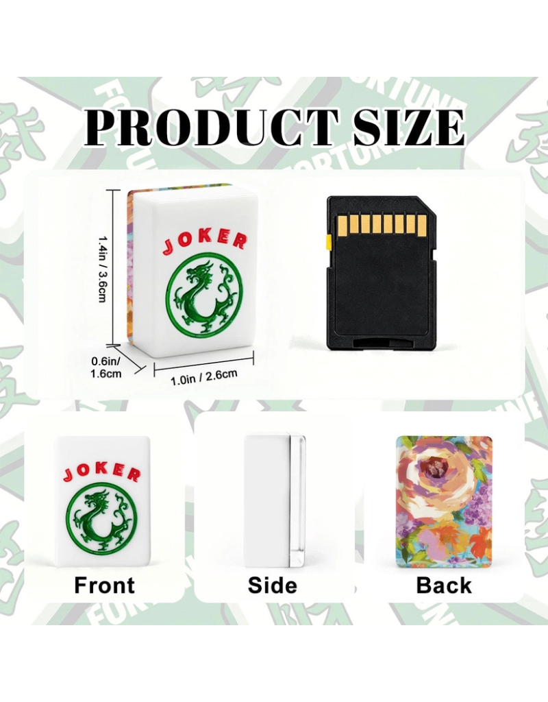 Acrylic Painted Florals American Mahjong Tiles + Case