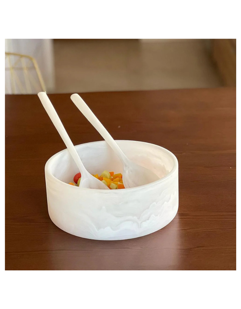 Resin White Swirl Salad Bowl