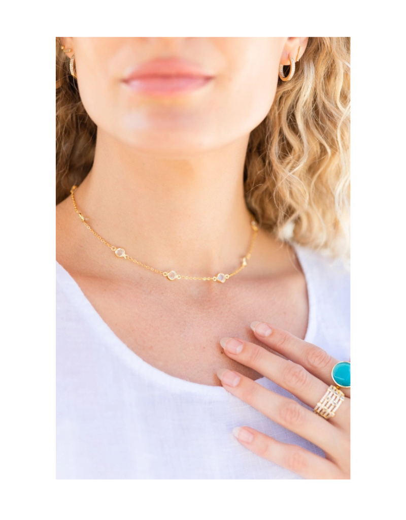 Framed Crystal Accented Collar Necklace