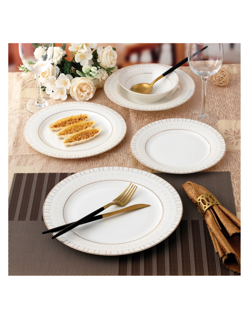 Lauren Gold 20pc Bone China Dinnerware Set