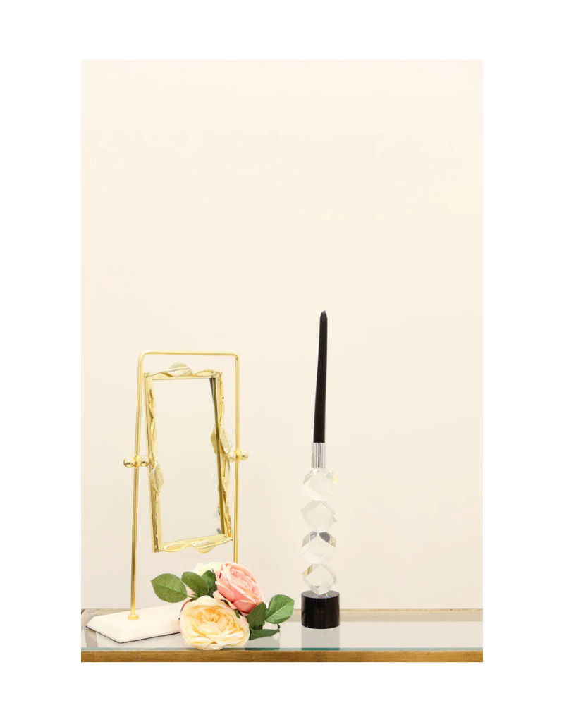 Set of 2 Crystal Candlestick Diagonal Design