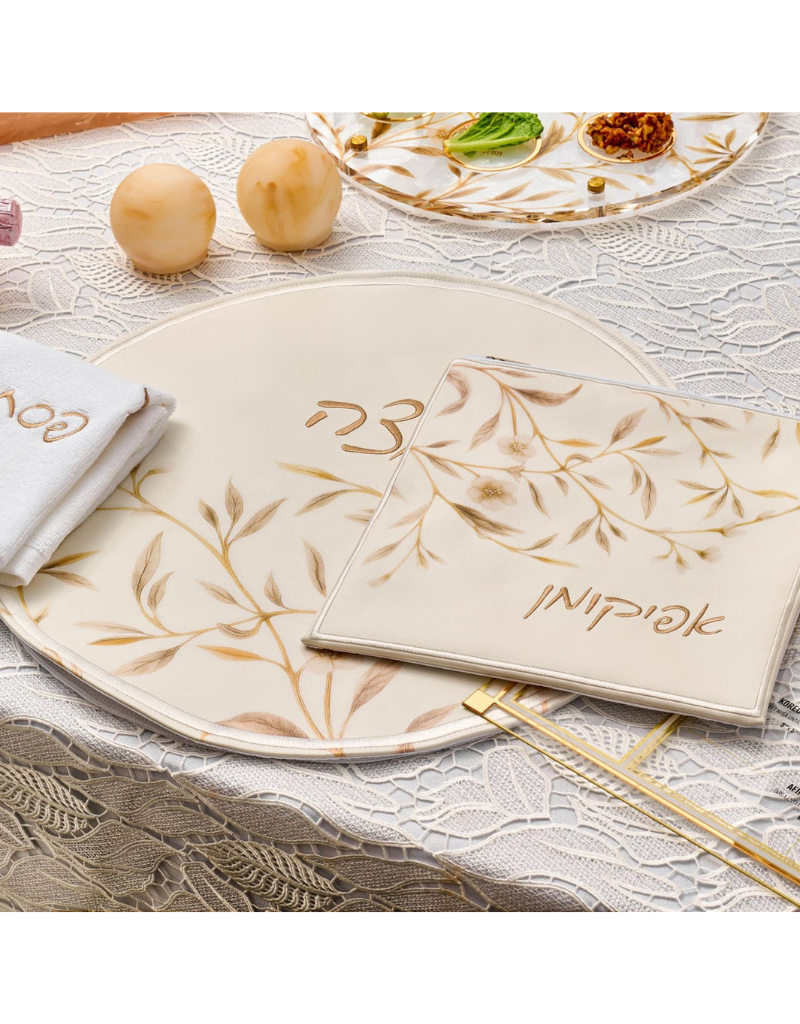 Gold Floral Bird Pesach Set