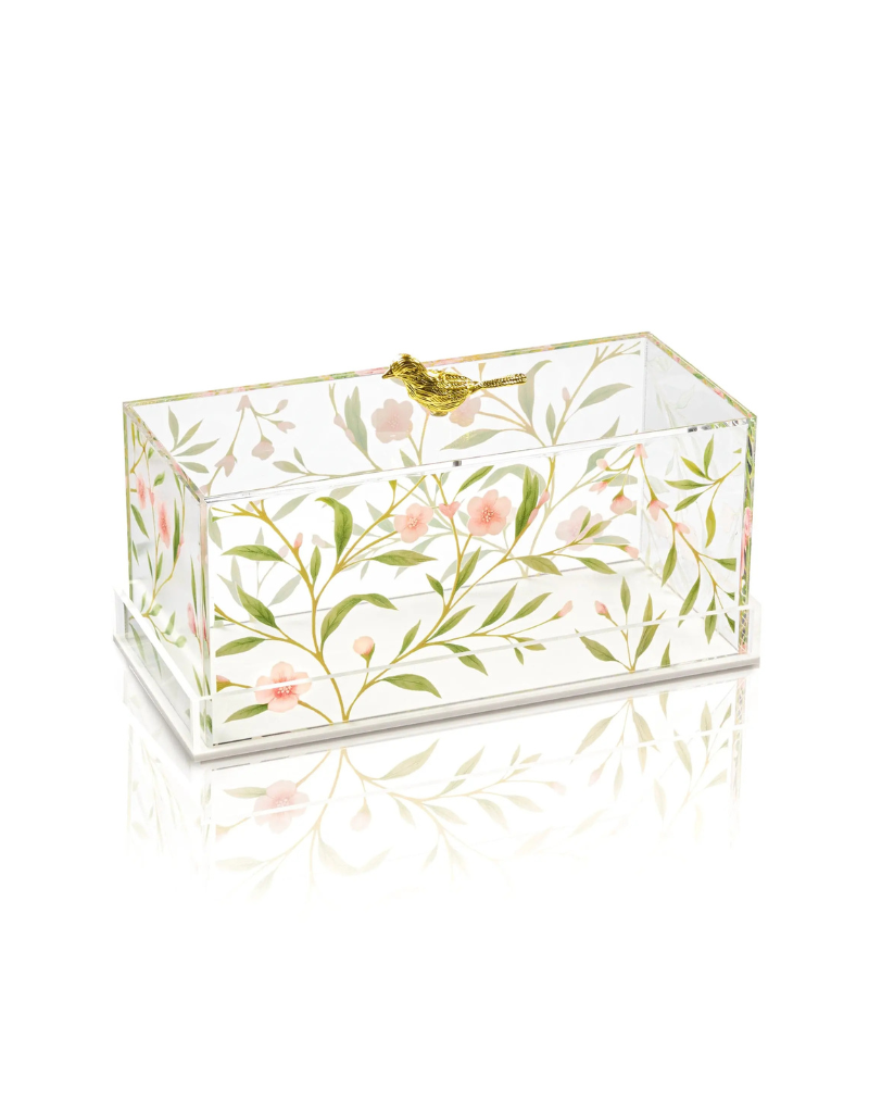 Floral Bird Small Rectangular Cake Dome