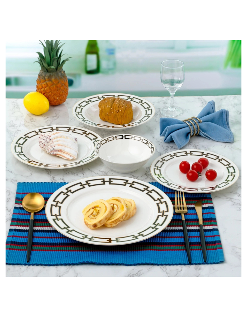 Abbey Black 20 Pc Bone China Dinnerware Set