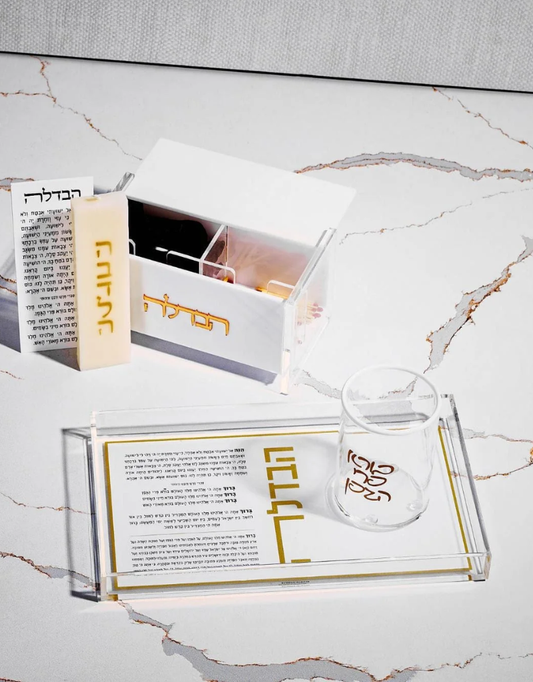 Basic White/Gold Havdalah Plate