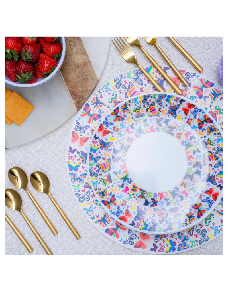 Elizabeth Sutton Collection: Multicolored Butterflies 12pc Melamine Dinnerware Set