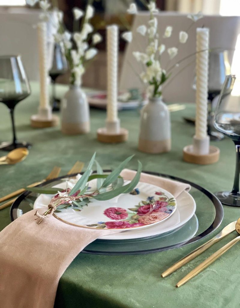 Velvet Olive Green Tablecloth